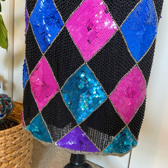 Vintage Beaded Gown | Silk Dress | Harley Quinn - Picture 3 of 16